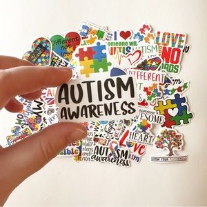 Set of 5 Autism Awareness themed stickers